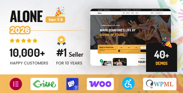 Alone – Charity Multipurpose Non-profit WordPress Theme Nulled