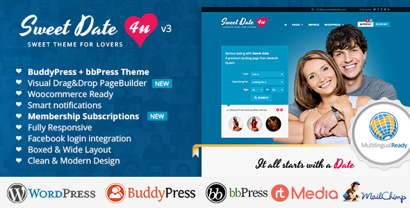 Sweet Date – More than a WordPress Dating Theme Nulled