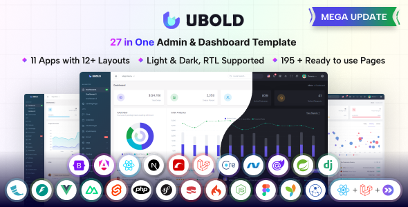 UBold – 27 in One Admin & Dashboard Template