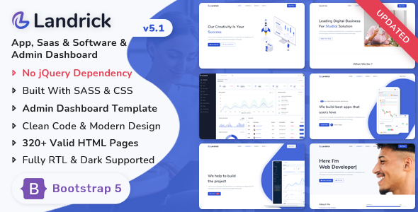 Landrick – App, Saas & Software Landing & Admin Dashboard Bootstrap 5 Template