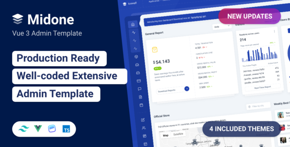 Midone – Tailwind CSS Vuejs 3 Admin Dashboard Template