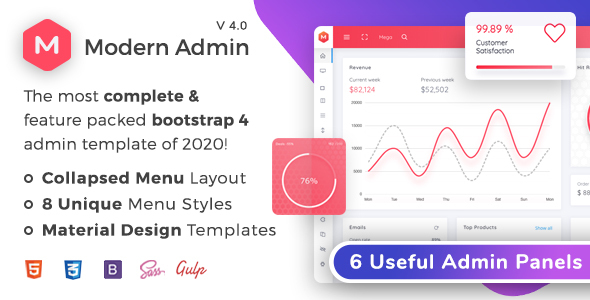 Modern Admin – Clean Bootstrap 4 Dashboard HTML Template + Material Design