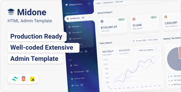 Midone – Tailwind 4+ HTML Admin Dashboard Template