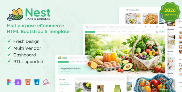Nest – Multipurpose eCommerce HTML Template + RTL + Dashboard Nulled