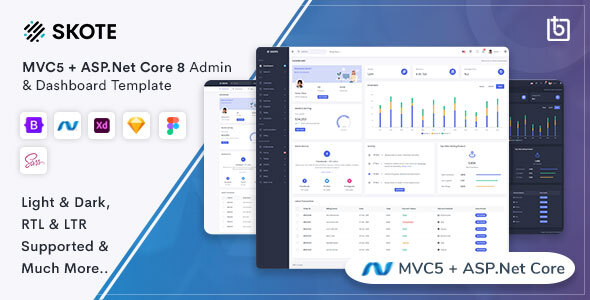 Skote – ASP.Net Core 8 & MVC5 Admin & Dashboard Template