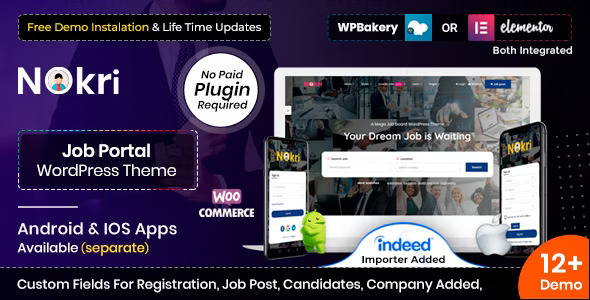 Nokri – Job Board WordPress Theme Nulled