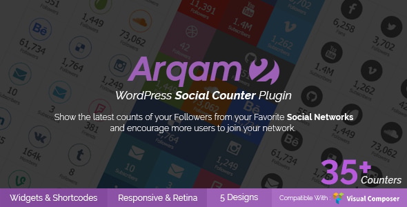 Social Counter Plugin for WordPress – Arqam by TieLabs