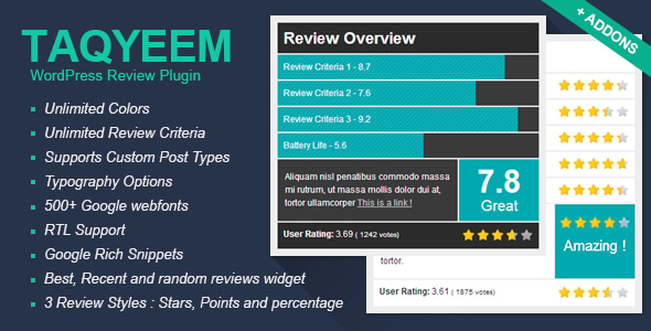 Taqyeem - WordPress Review Plugin — CodeCanyon > WordPress preview
