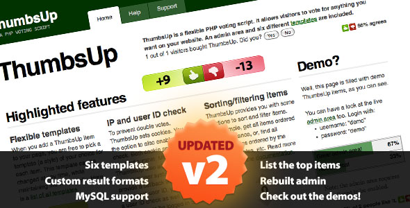 ThumbsUp Review: Ratings & Charts PHP Script
